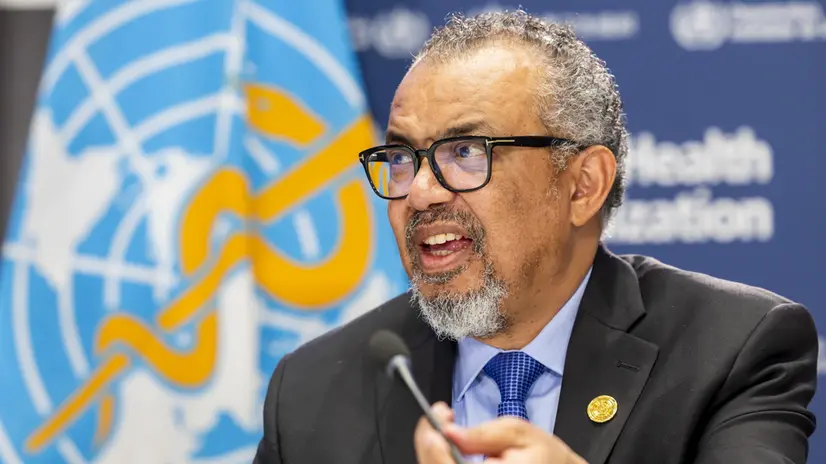 epa12288171 Tedros Adhanom Ghebreyesus, Director General of the World Health Organization (WHO), briefs the media during a press conference organized by the Geneva Association of United Nations Correspondents (ACANU) at the WHO headquarters in Geneva, Switzerland, 07 August 2025. EPA/SALVATORE DI NOLFI