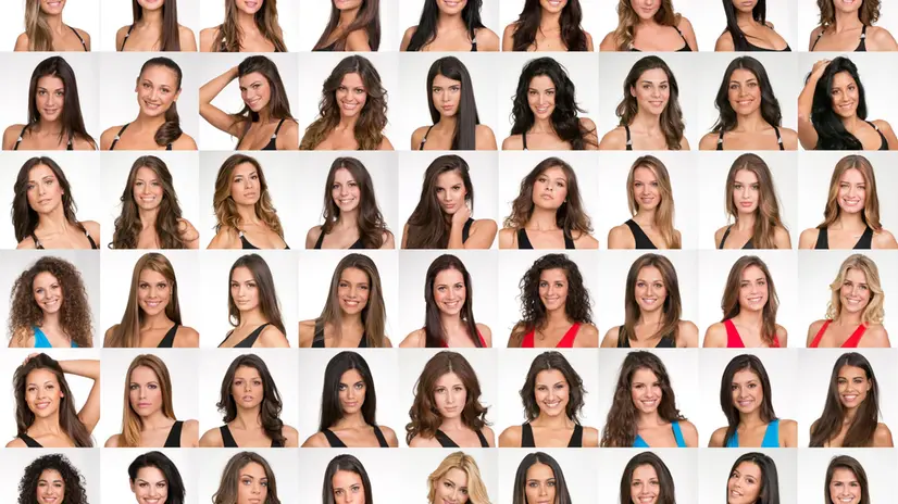 Le 63 finaliste del concorso di bellezza Miss Ilalia 2013. (Da sinistra in alto) Viola Pigola, Marta Gariglio, Sara Bettoni, Alice Caldini, Paola Rosani, Laura Telve, Curzia Tortorella, Samantha Schena , Virginia Balboni. (Seconda fila da sinistra) Giulia Fontana, Rebecca Antonini, Nancy Bernacchia, Giulia Belmonte, Costanza Nisi, Margherita Arciprete, Marta Gragnano, Maria Selena Filippo, Alessia Siclari. (Terza fila da sinistra:) Brunilde Brigante, Federica Lazzara, Francesca Rossi, Giulia Masotti, Zeudi Zuin, Rebecca Sciascia, Sara Ligori, Alessia Cascella, Giulia Arena. (Quarta fila) Denise Parisi, Benedetta Rossi, Esterina Rumè, Ilaria Dolar, Beatrice Carlotta Marcolini, Martina Bonci, Laura Narciso, Luana Filippi, Federica Ciocci. (Quinta fila da sinistra) Elena Toffanin, Marinella Di Giacomo, Lara Quercioli, Valeria Albi, Beatrice Gattuso, Graziella Cilione, Jessica Mascheretti, Bettina Anna Manfra, Marianna Arnaldi. (sesta fila da sinistra) Matilde Fioravanti, Maria Chiara Vigoriti, Laura Grassi, Denise Frigo, Ottavia Bettoni, Erika Bufano, Rosa Fariello, Fabiola Speziale, Francesca Idini. (Ultima fila da sinistra) Angelica Perogio, Madine Konade, Ylenia Fresilli, Chiara Cennamo, Ilaria Decaro - Valentina Bonariva, Marta Benincasa, Stefania Stefania Vincenzi, Priscilla Bernardoni. ANSA/ UFFICIO STAMPA MISS ITALIA//LUIGI SAGGESE +++HO: NO SALES - EDITORIAL USE ONLY+++