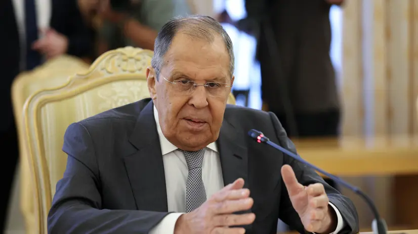 epa12329330 Russian Foreign Minister Sergei Lavrov speaks during a meeting with Turkmenistan Foreign Minister Rashid Meredov in Moscow, Russia, 28 August 2025. EPA/RAMIL SITDIKOV / REUTERS POOL / POOL