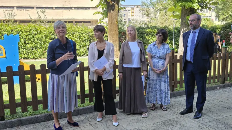 La sindaca Laura Castelletti con gli altri partecipanti alla conferenza di presentazione