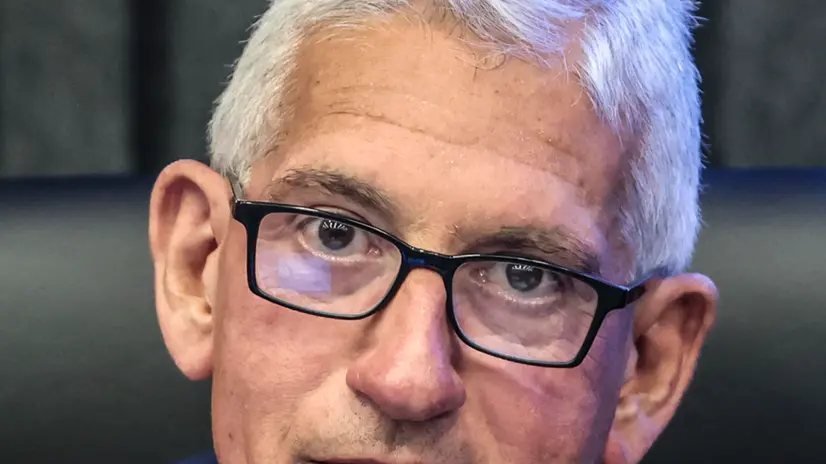 Giovanni Caravelli, direttore dell'Aise ( Agenzia informazioni e sicurezza esterna) al convegno "L'intelligenza artificiale e le nuove sfide alla giustizia e alla sicurezza interna e internazionale" organizzato al Palazzo di Giustizia di Napoli 8 luglio 2025 ANSA / npk