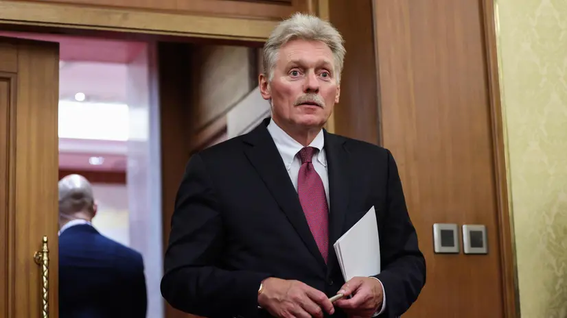 epa12345648 Kremlin spokesman Dmitry Peskov looks on at Diaoyutai State Guesthouse in Beijing, China, 02 September 2025, one day ahead of China's Victory Parade commemorating the end of WWII. EPA/Maxim Shemetov / POOL