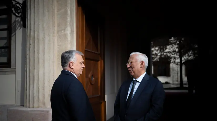 epa11923884 A handout photo made available by the Hungarian PM's Press Office shows Hungarian Prime Minister Viktor Orban (L) receiving President of the European Council Antonio Costa in his office, the former Carmelite Monastery, in Budapest, Hungary, 25 February 2025. EPA/VIVIEN CHER BENKO / HANDOUT HANDOUT - EDITORIAL USE ONLY - NO SALES HUNGARY OUTHANDOUT EDITORIAL USE ONLY/NO SALES