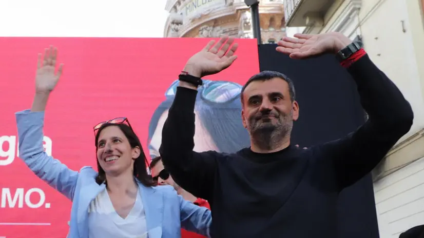 The secretary of the Democratic Party, Elly Schlein, and Antonio Decaro (R)during an election tour to support the candidacies of Vito Leccese in Bari, southern Italy, 04 June 2024. ANSA/DONATO FASANO
