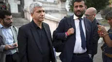 Nichi Vendola e il Sindaco di Bari Antonio Decaro, dopo la riunione al Viminale con il ministro dell'Interno Angelino Alfano, le altre Regioni e l'Anci, sul piano di accoglienza dei migranti, 17 giugno 2015 a Roma. ANSA/ MASSIMO PERCOSSI