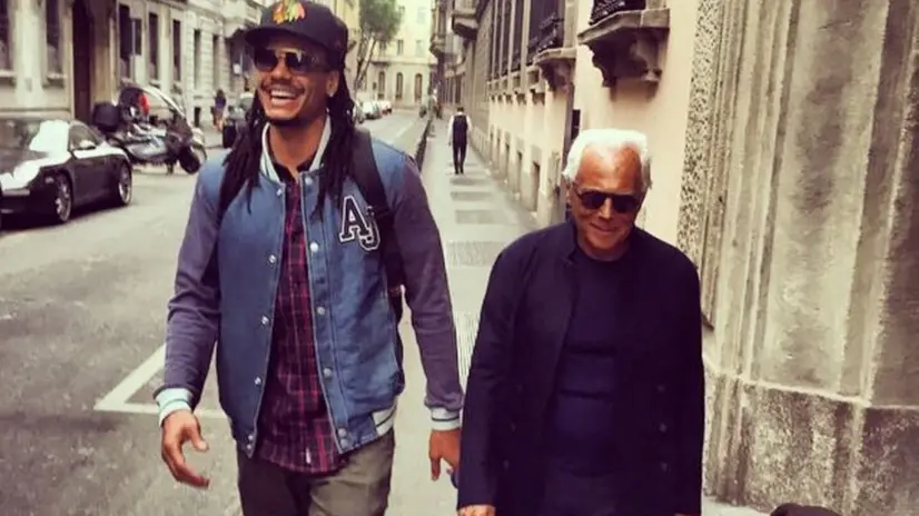 David Moss e Giorgio Armani a Milano