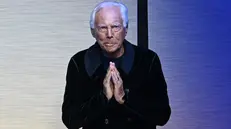Italian designer Giorgio Armani greets the audience at the end of the presentartion of his Giorgio Armanin Fall/Winter 2025/2026 collection during the Milan Fashion Week, in Milan, Italy, 20 January 2025. The Milan Fashion Week, runs from 17 to 21 January 2025. ANSA/DANIEL DAL ZENNARO