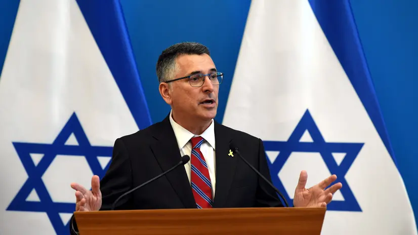 epa12362137 Israel's Foreign Minister Gideon Saar speaks during his joint press conference with Hungarian Minister of Foreign Affairs and Trade Peter Szijjarto in Szijjarto's office in Budapest, Hungary, 08 September 2025. EPA/Attila Kovacs HUNGARY OUT
