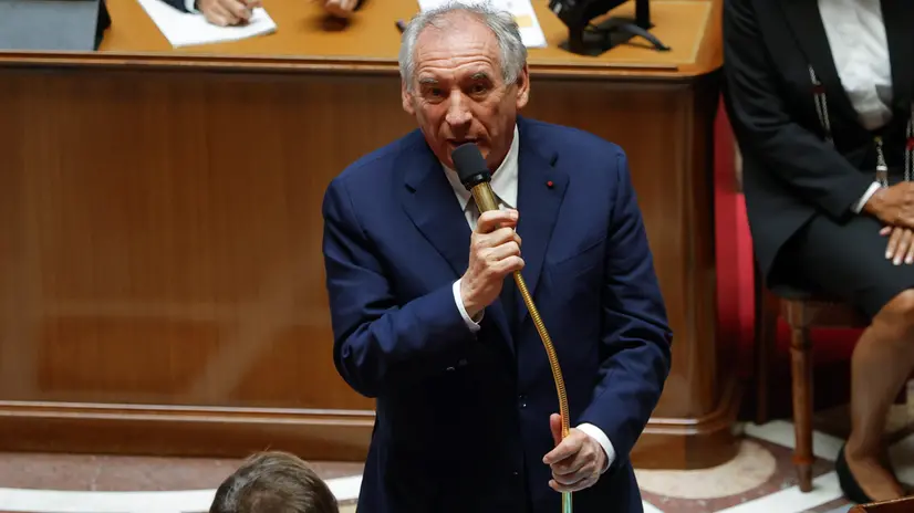 epa12362663 French Prime Minister Francois Bayrou gives a speech prior to his government facing a vote of confidence at the French National Assembly in Paris, France, 08 September 2025. The confidence vote comes after the French prime minister activated Article 49.1 of the Constitution. EPA/YOAN VALAT