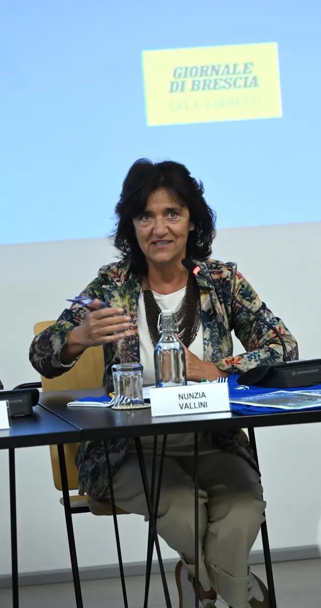 SPORT SALA LIBRETTI INCONTRO CON GIUSEPPE PASINI UNION BRESCIA NELLA FOTO MOMENTI DELL'INCONTRO NUNZIA VALLINI 10/09/2025 newreporter©favretto