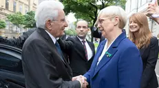 Il Presidente della Repubblica Sergio Mattarella a Palazzo Presidenziale accolti da Nataša Pirc Musar, Presidente della Repubblica di Slovenia, in occasione della visita Ufficiale (foto di Francesco Ammendola - Ufficio per la Stampa e la Comunicazione della Presidenza della Repubblica)