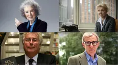 Da sinistra in alto, in senso orario: Margaret Atwood, Elizabeth Strout, Woody Allen e Ken Follett - © www.giornaledibrescia.it
