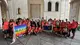 L'arrivo di «Per...corri la pace» in piazza Loggia