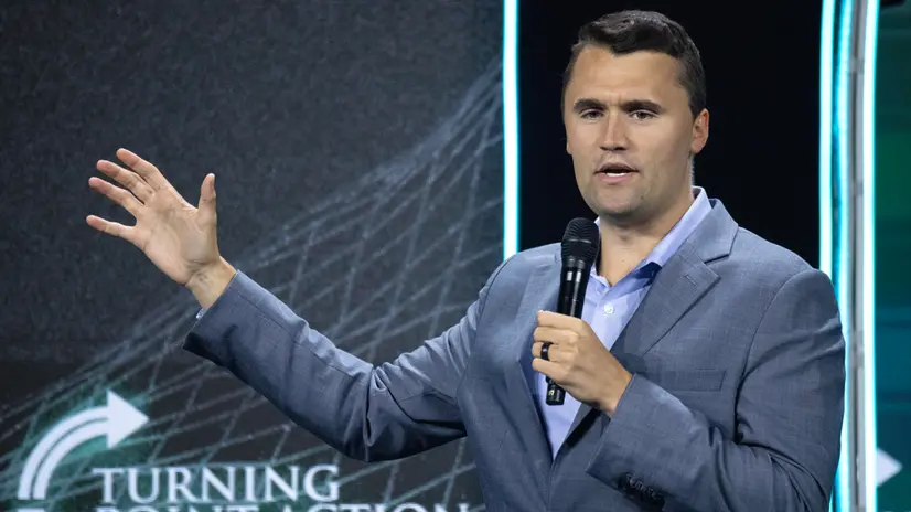 epa11498410 Founder and President of Turning Point Action, Charlie Kirk, speaks before an address by former US President Donald Trump at the organization's 'Believers Summit' in West Palm Beach, Florida, USA, 26 July 2024. Turning Point Action is a conservative organization founded in 2019. Its mission is to embolden the conservative base through grassroots activism and provide voters with resources to elect conservative leaders. EPA/CRISTOBAL HERRERA-ULASHKEVICH