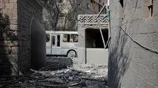 epa12368851 A damaged area a day after Israeli strikes hit positions in Sana'a, Yemen, 11 September 2025. A new wave of Israeli strikes targeted several positions in the capital Sana'a and the northern province of Al Jawf, killing at least 35 people and wounding 131 others, according to the Houthis-run Ministry of Health. EPA/YAHYA ARHAB