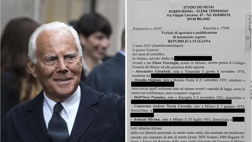 Il testamento di Giorgio Armani - Foto Ansa © www.giornaledibrescia.it