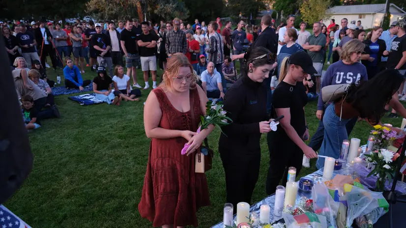 epa12373839 People attend a vigil honoring slain conservative political activist Charlie Kirk during an event in Provo, Utah, USA, 12 September 2025 (issued 13 September 2025). Kirk was shot and killed on 10 September during a stop on his American Comeback Tour organized by Turning Point USA at Utah Valley University. Tyler Robinson has been arrested and identified as the suspected shooter. EPA/LINDSAY D'ADDATO