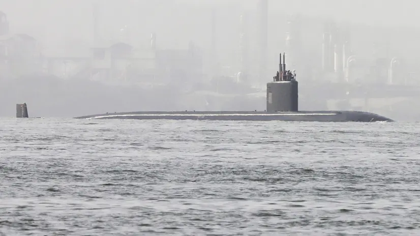 epa10740563 USS Pasadena nuclear submarine of the United States Navy arrives to participate in Operation Unitas 2023, in Cartagena, Colombia, 11 July 2023. Naval and air fleets from 20 countries are participating starting in the 64th edition of the Unitas 2023 exercises that will take place until 21 July 2023 in Cartagena and other places on the Colombian Atlantic coast. EPA/RICARDO MALDONADO ROZO