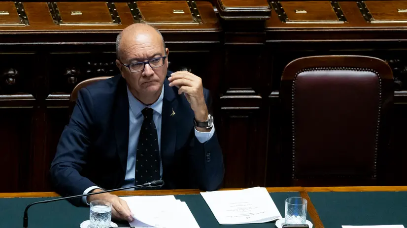 Il ministro dell'istruzione e del merito Giuseppe Valditara, durante il Question time alla camera dei deputati. Roma, 10 settembre 2025 ANSA/MASSIMO PERCOSSI