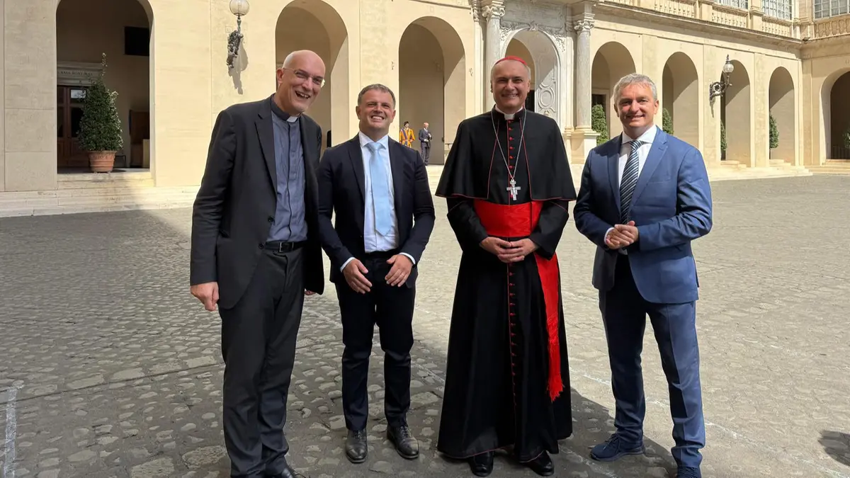 Padre Francesco Occhetta, Luca Masneri, Mauro Gambetti e Pierangelo Milesi - © www.giornaledibrescia.it