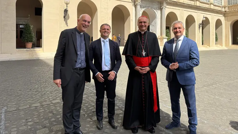 Padre Francesco Occhetta, Luca Masneri, Mauro Gambetti e Pierangelo Milesi - © www.giornaledibrescia.it