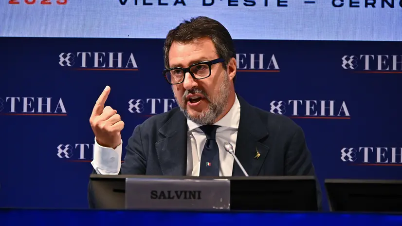 Matteo Salvini (Vice President of the Council of Ministers of Italy and Minister of Infrastructure and Transport) on the occasion of the third day of the 51th Ambrosetti Forum "The current and future scenario for competitive strategies". Cernobbio, Italy, 07 September 2025. ANSA/MICHELE MARAVIGLIA