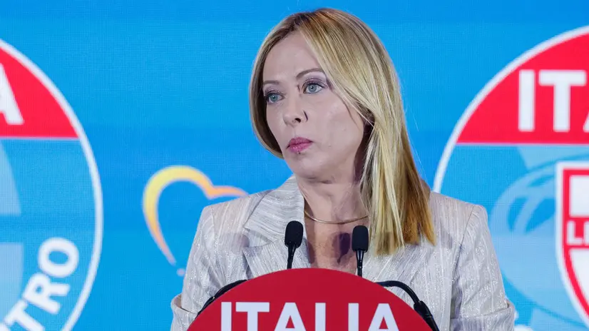 Il presidente del Consiglio Giorgia Meloni al centro congressi Crown Plaza durante la Festa Nazionale UdC, Roma, 13 Settembre 2025. ANSA/GIUSEPPE LAMI