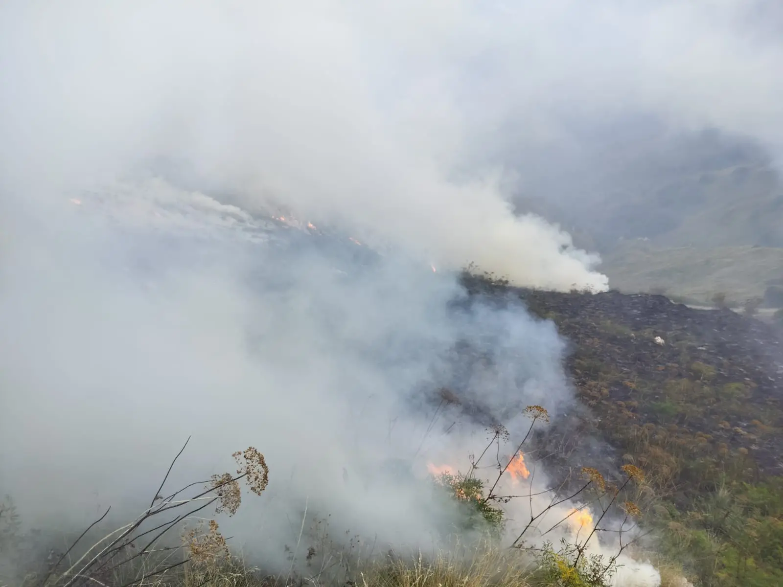 L'incendio in Valtrompia