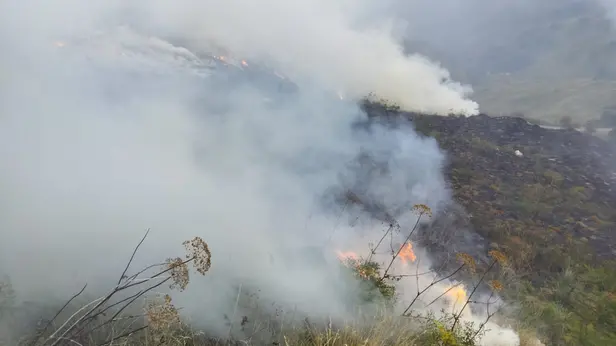 L'incendio in Valtrompia