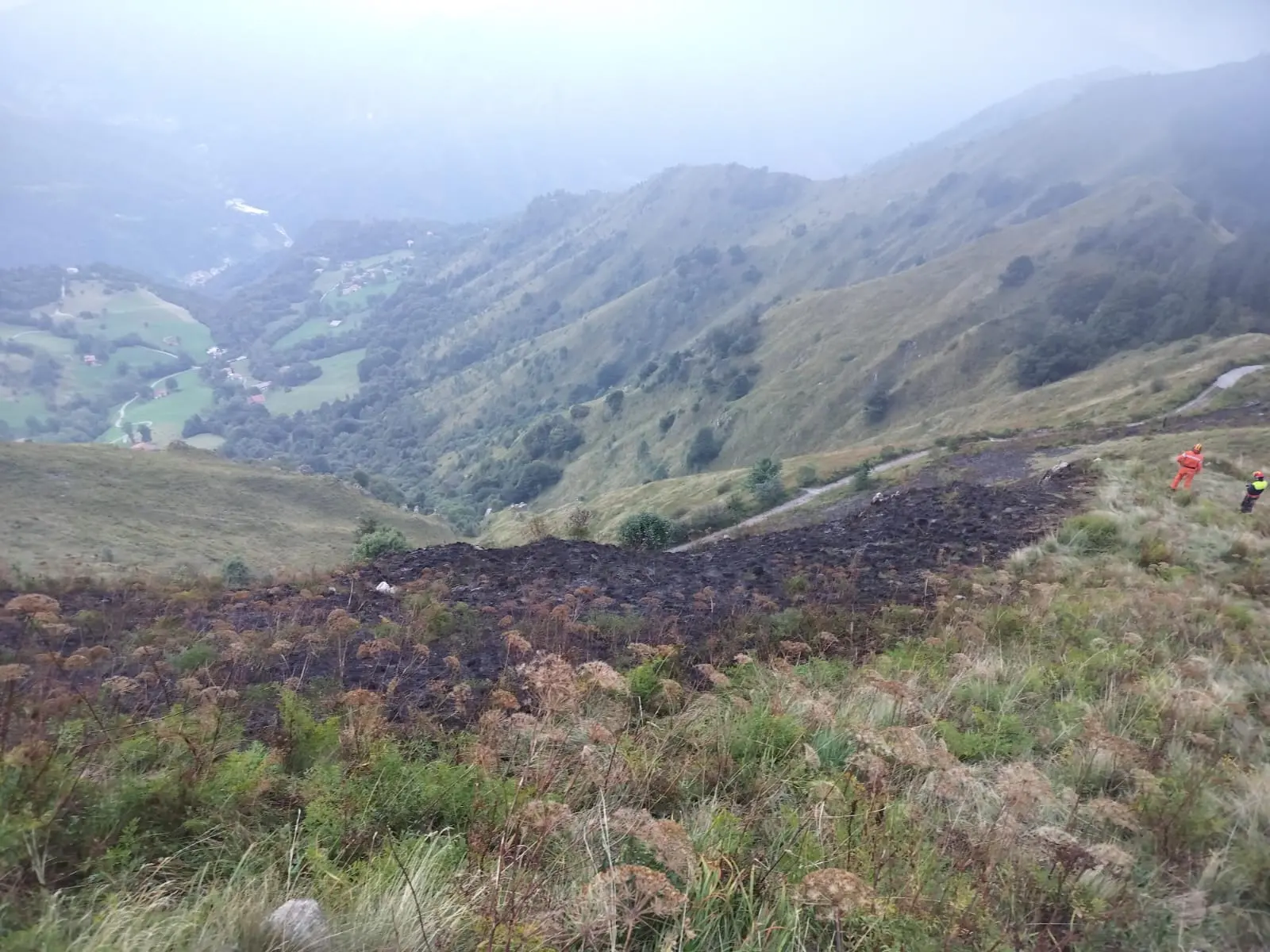 L'incendio in Valtrompia