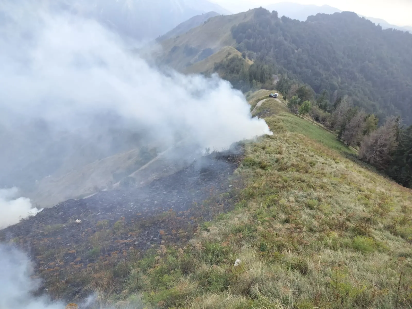L'incendio in Valtrompia