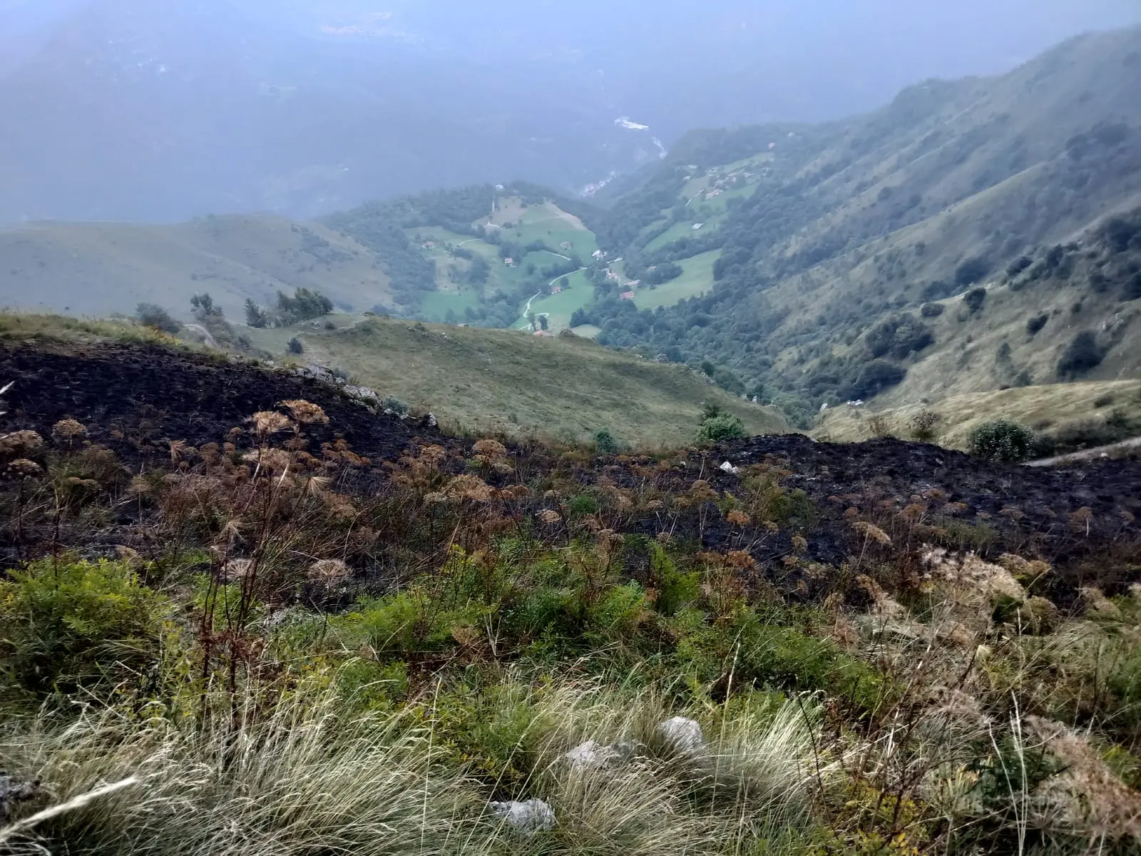 L'incendio in Valtrompia