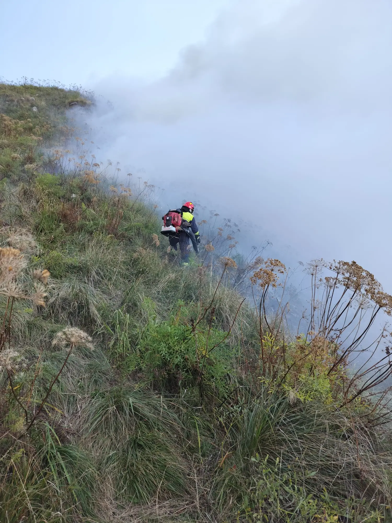 L'incendio in Valtrompia