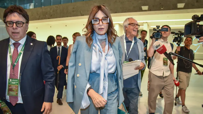 Il ministro del turismo Daniela Santanchè all’assemblea di Confagricoltura all’Università Bocconi, Milano 8 Luglio 2025 ANSA/MATTEO CORNER