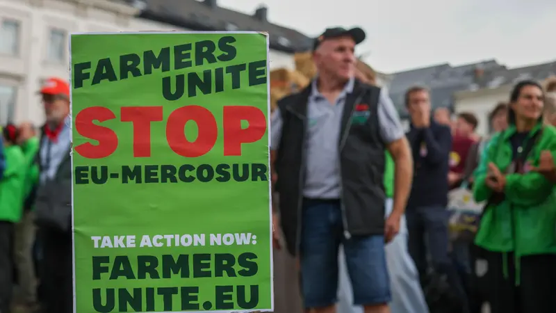 Proteste contro l'accordo con il Mercosur davanti al Parlamento europeo - Foto Ansa © www.giornaledibrescia.it