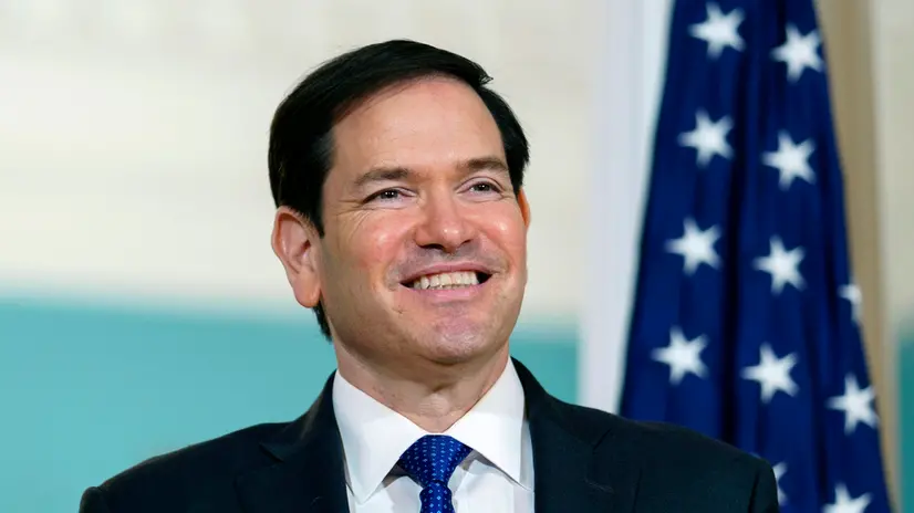 epa12275603 US Secretary of State Marco Rubio smiles during a meeting with South Korean Foreign Minister Cho Hyun, at the State Department in Washington, DC, USA, 31 July 2025. EPA/WILL OLIVER