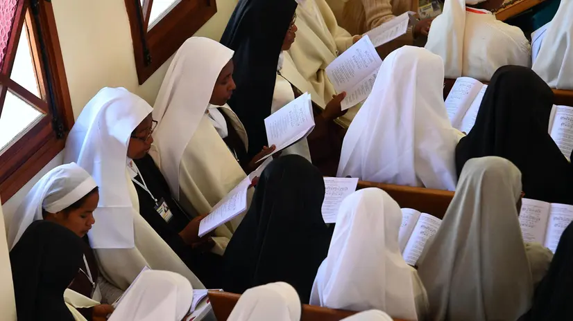 Nuns attend a meeting with Pope Francis, at the Discalced Carmelite Nuns monastery in Antananarivo, Madagascar, 07 September 2019. Pope Francis will visit Mozambique, Madagascar, Mauritius on his three-nation trip to Africa, from 04 to 10 September 2019. ANSA/LUCA ZENNARO