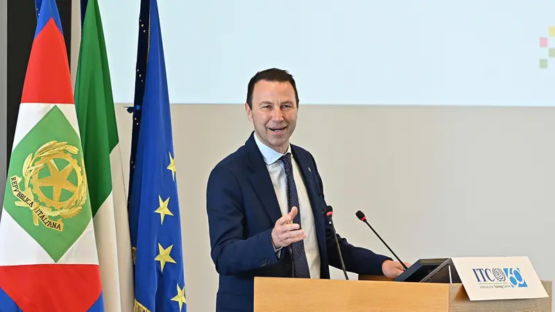 Paolo Corgnati rettore politecnico partecipa all'inaugurazione dell’anno accademico della Scuola di Sviluppo del centro internazionale di formazione dell’ILO presso Campus ILO, 16 maggio 2025 ANSA/ALESSANDRO DI MARCO