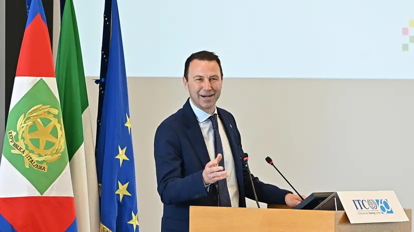 Paolo Corgnati rettore politecnico partecipa all'inaugurazione dell’anno accademico della Scuola di Sviluppo del centro internazionale di formazione dell’ILO presso Campus ILO, 16 maggio 2025 ANSA/ALESSANDRO DI MARCO