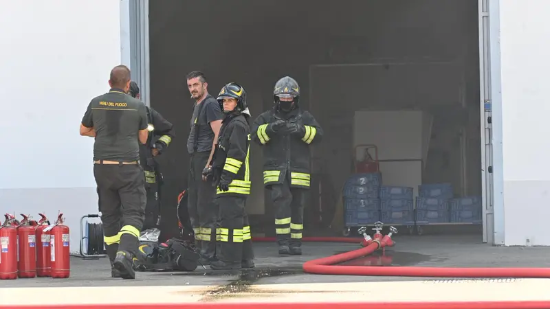L'intervento dei Vigili del fuoco all'azienda Baumann