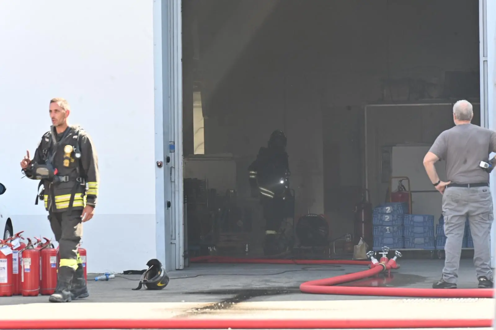 L'intervento dei Vigili del fuoco all'azienda Baumann