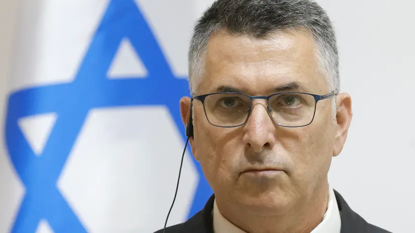 epa12255220 Israel's Foreign Minister Gideon Sa'ar attends a joint press conference with Ukraine's Foreign Minister Andrii Sybiha (not pictured) after their meeting, in Kyiv, Ukraine, 23 July 2025, amid the ongoing Russian invasion. The Israeli foreign minister is on an official trip to Kyiv, to meet top Ukrainian officials and Jewish community representatives. EPA/SERGEY DOLZHENKO