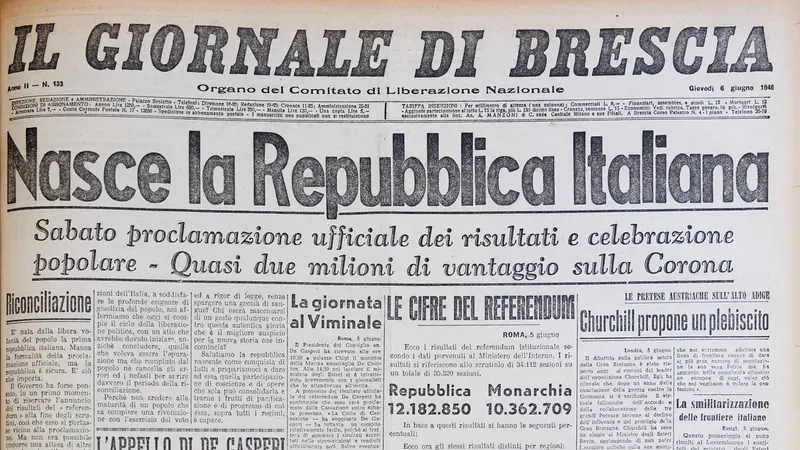 6 giugno 1946: l'annuncio della nascita della Repubblica Italiana © www.giornaledibrescia.it