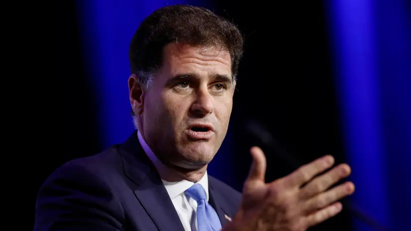 epa09568595 Ron Dermer, former Israeli Ambassador to the US, speaks during a panel at the 2021 Republican Jewish Coalition National Leadership Meeting at the Venetian hotel and casino in Las Vegas, Nevada, USA, 06 November 2021. EPA/CAROLINE BREHMAN