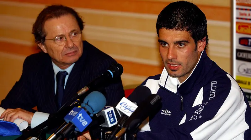 Pep Guardiola con Gino Corioni - Foto New Reporter © www.giornaledibrescia.it