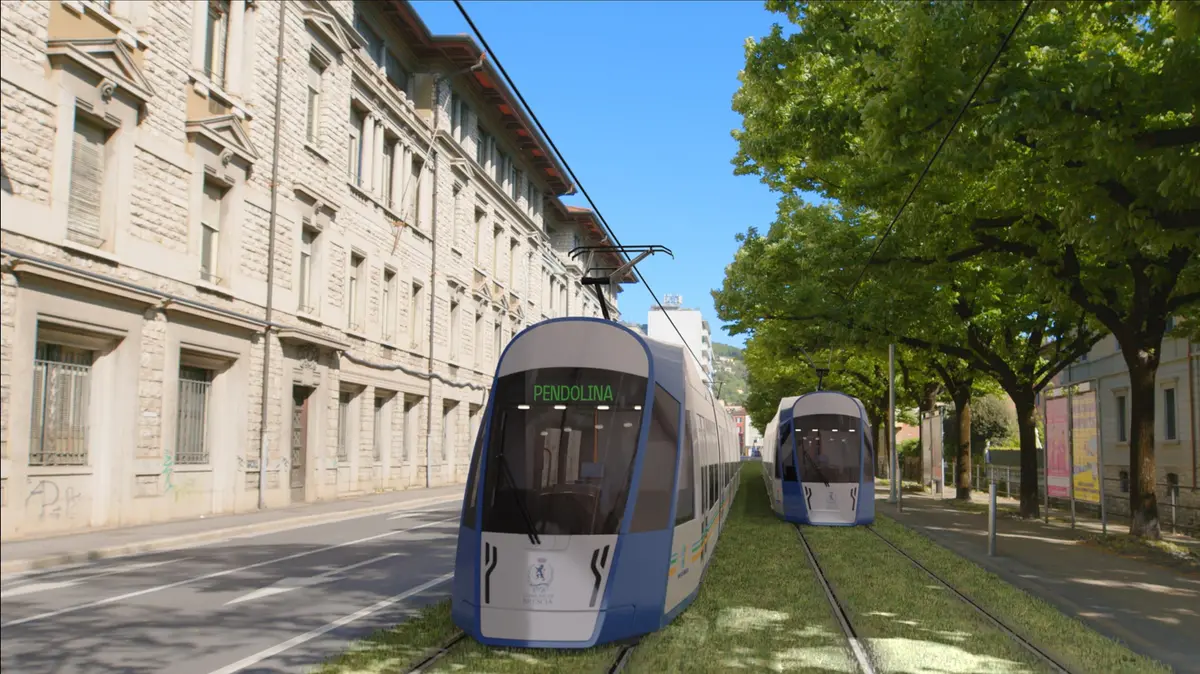 Un render del futuro tram di Brescia