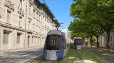 Un render del futuro tram di Brescia
