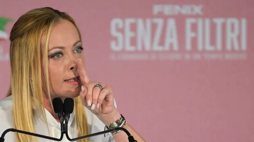 Il presidente del Consiglio Giorgia Meloni durante Fenix, la festa nazionale di Gioventù Nazionale e Fratelli d’Italia, Roma, 21 settembre 2025. ANSA/RICCARDO ANTIMIANI