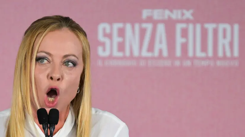 Il presidente del Consiglio Giorgia Meloni durante Fenix, la festa nazionale di Gioventù Nazionale e Fratelli d’Italia, Roma, 21 settembre 2025. ANSA/RICCARDO ANTIMIANI