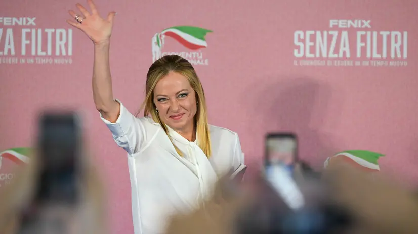 Il presidente del Consiglio Giorgia Meloni durante Fenix, la festa nazionale di Gioventù Nazionale e Fratelli d’Italia, Roma, 21 settembre 2025. ANSA/RICCARDO ANTIMIANI